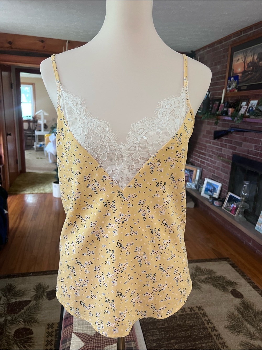 Daytrip Yellow Floral Lace-Trim Cami